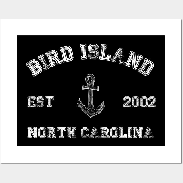 Bird Island, North Carolina Vintage Nautical Anchor Retro Wall Art by Contentarama